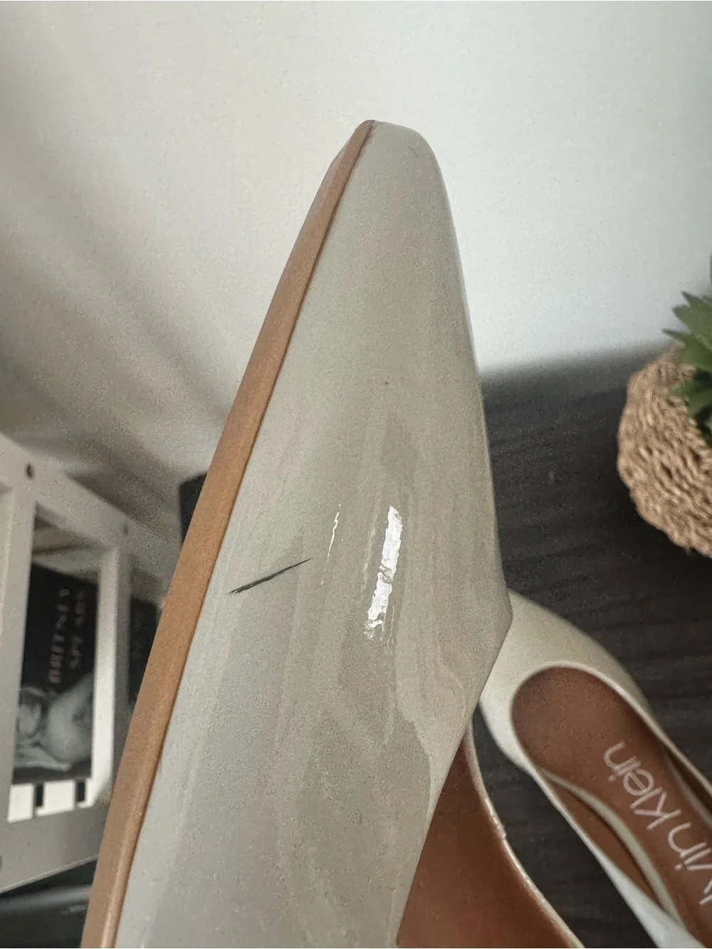 Calvin Klein Pale Sage Gray Patent Pointed-Toe Stiletto Pumps 7.5